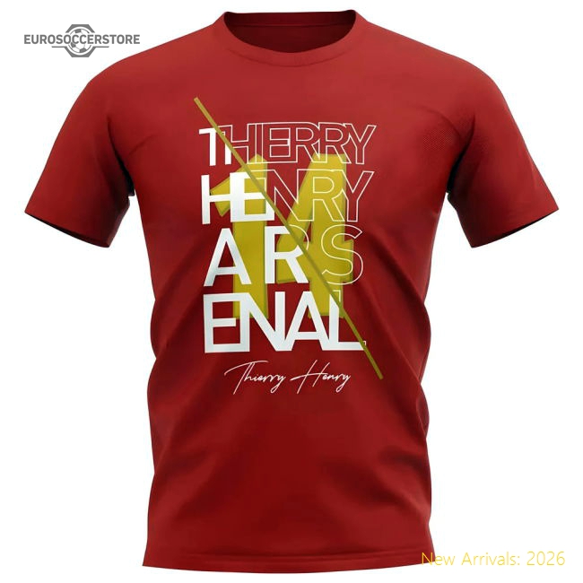 Thierry Henry Arsenal Graphic Signature T-Shirt (Red)-Vantage Point Soccer