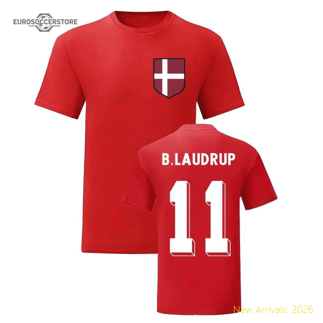 Brian Laudrup Denmark National Hero Tee (Red)-Vantage Point Soccer