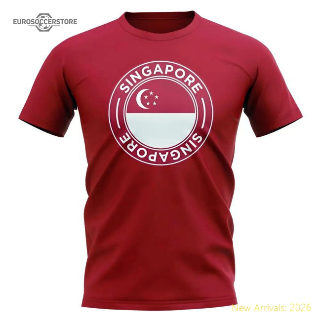 Singapore Football Badge T-Shirt (Red)-The Soccer Shirt Hub