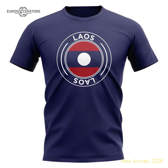 Laos Football Badge T-Shirt (Navy)-Vantage Point Soccer