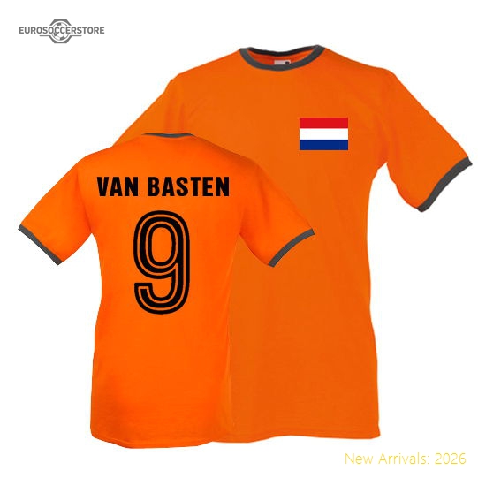 Marco Van Basten Holland Ringer Tee (orange)-Football Jersey Hub