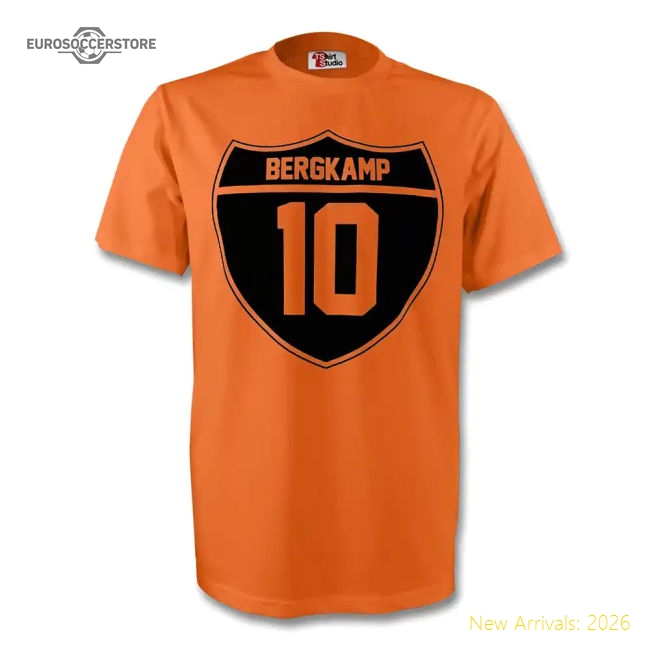 Dennis Bergkamp Holland Crest Tee (orange)-Football Jersey Hub