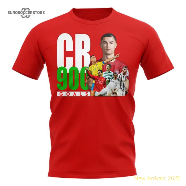 Cristiano Ronaldo 900 Goals T-Shirt (Red)-Vantage Point Soccer