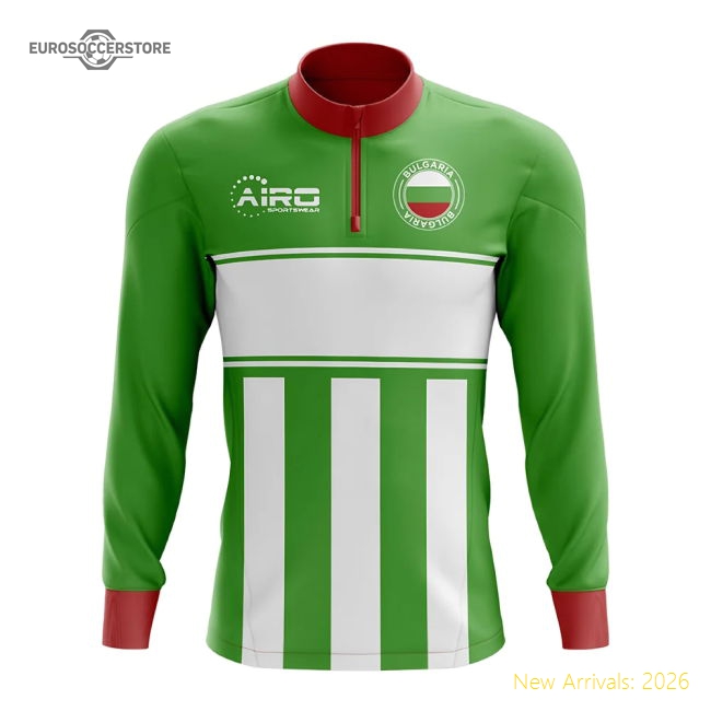 Bulgaria Concept Football Half Zip Midlayer Top (Green-White)-Vantage Point Soccer