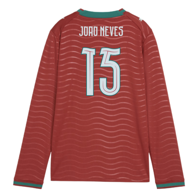 2026-2027 Portugal Long Sleeve Home Shirt (Kids) (Joao Neves 15)-Vantage Point Soccer