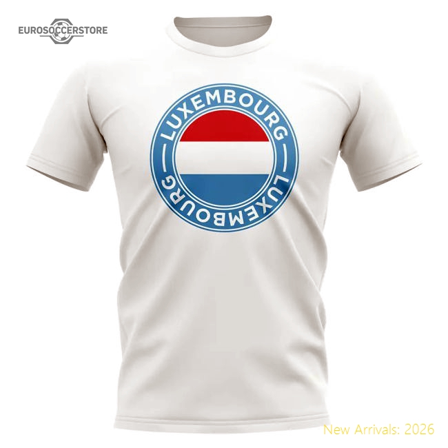 Luxembourg Football Badge T-Shirt (White)-Football Shirts Shop