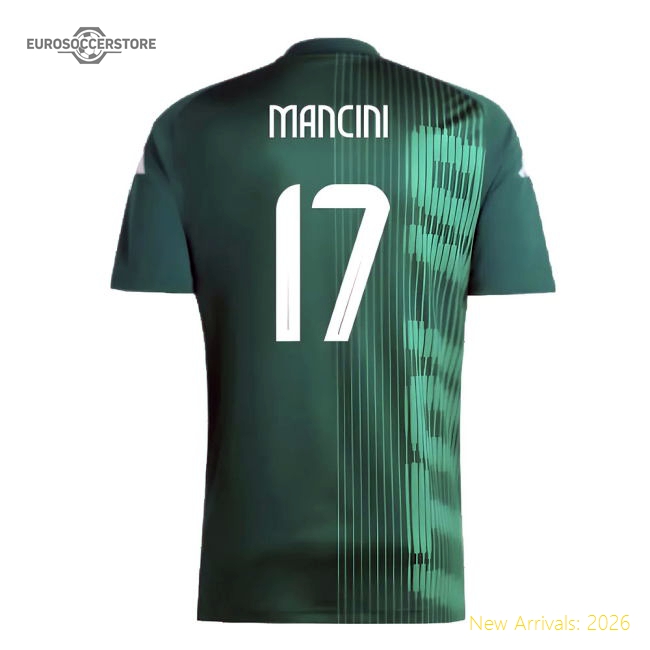 2024-2025 Italy Pre-Match Shirt (Green) (MANCINI 17)-Vantage Point Soccer