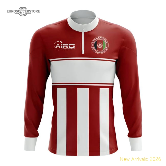 Afghanistan Concept Football Half Zip Midlayer Top (Red-White)-The Soccer Shirt Hub