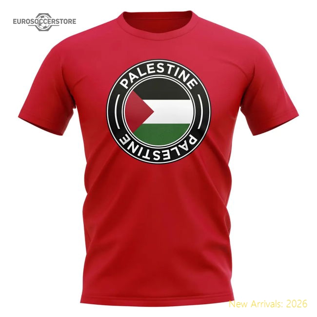 Palestine Football Badge T-Shirt (Red)-Vantage Point Soccer
