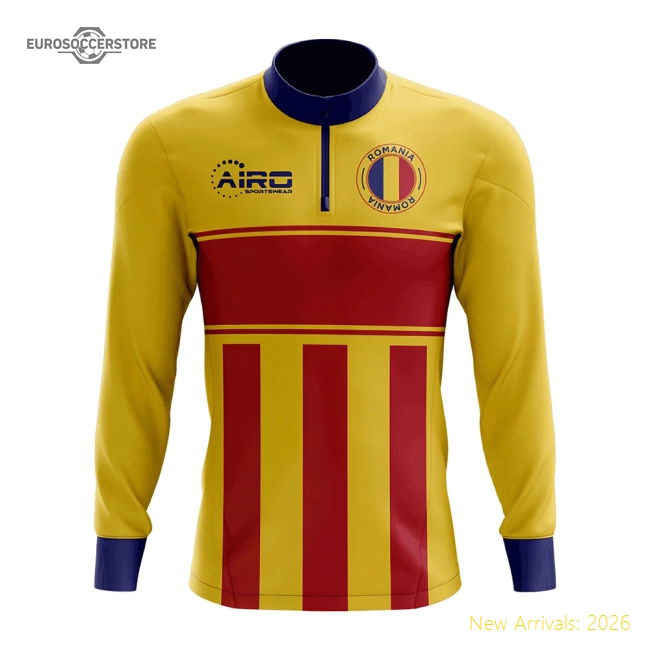 Romania Concept Football Half Zip Midlayer Top (Yellow-Red)-Vantage Point Soccer