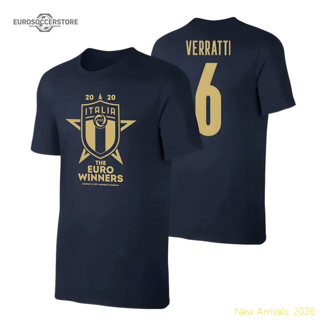 Italy WINNERS Euro 2020 (Verratti 6) Dark Blue-Vantage Point Soccer