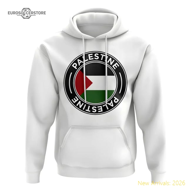 Palestine Football Badge Hoodie (White)-Vantage Point Soccer