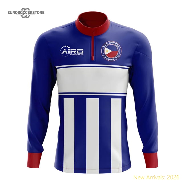 Philippines Concept Football Half Zip Midlayer Top (Blue-White)-Vantage Point Soccer