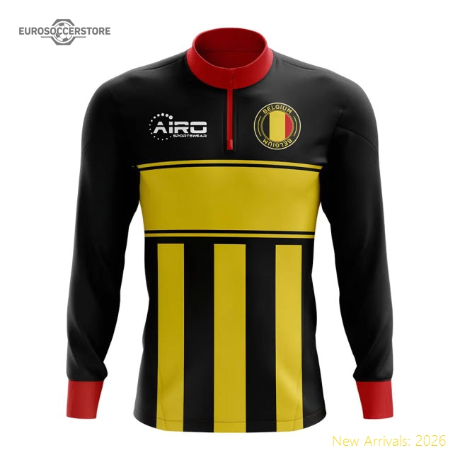 Belgium Concept Football Half Zip Midlayer Top (Black-Yellow)-Vantage Point Soccer