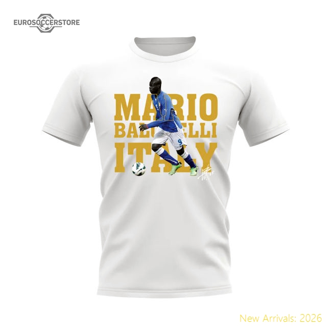 Mario Balotelli Italy Player Tee (White)-Vantage Point Soccer