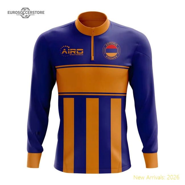 Armenia Concept Football Half Zip Midlayer Top (Blue-Orange)-Vantage Point Soccer