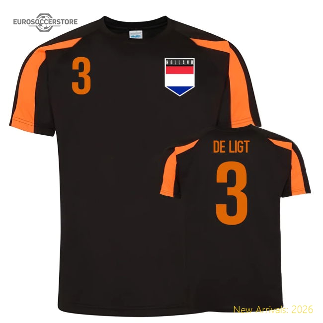 Matthjis De Ligt Holland Sports Training Jersey (Black)-Football Jersey Hub