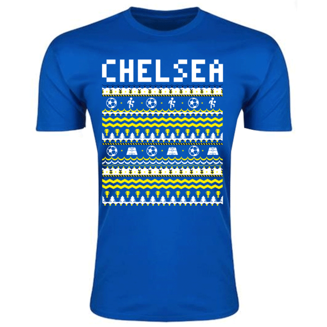 Chelsea Christmas T-Shirt (Blue) - Kids-Vantage Point Soccer