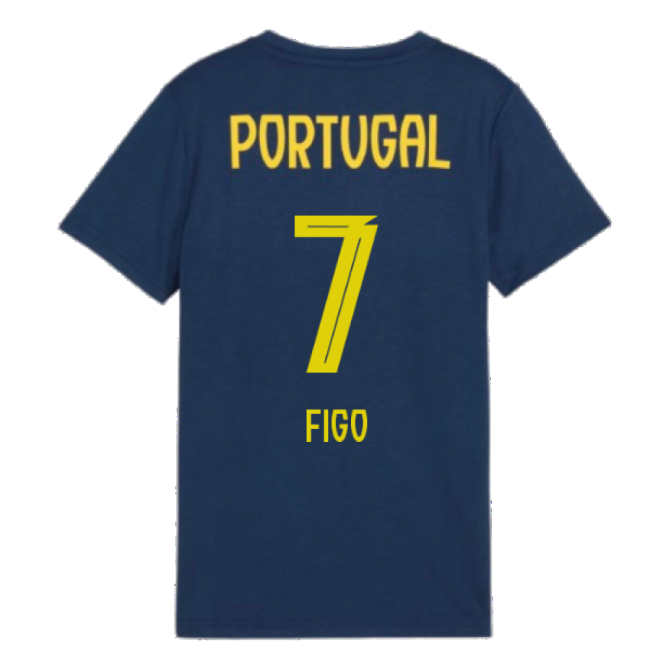 2025-2026 Portugal Casuals Tee (Persian Blue) - Kids (Figo 7)-Vantage Point Soccer