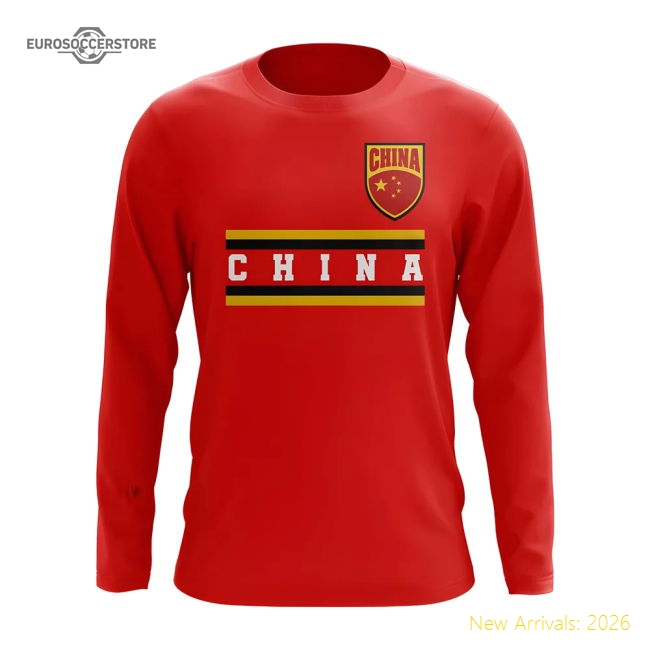 China Core Football Country Long Sleeve T-Shirt (Red)-Vantage Point Soccer