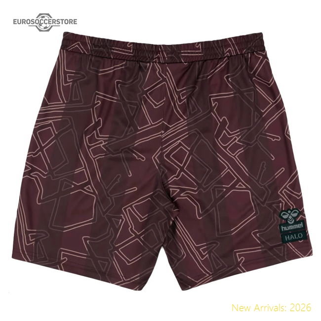 2024-2025 Denmark Special Edition Hummel x Halo Shorts (Dark Red)-Vantage Point Soccer