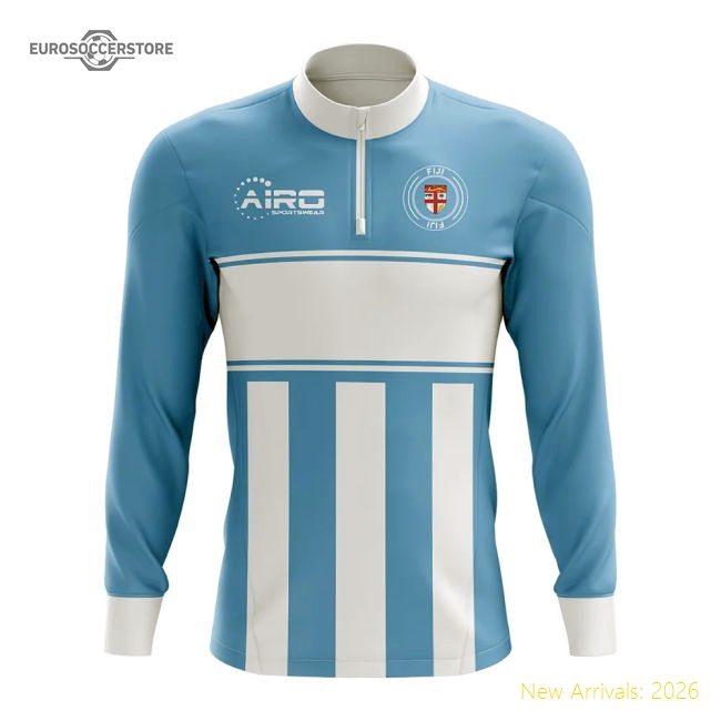 Fiji Concept Football Half Zip Midlayer Top (Sky Blue-White)-Vantage Point Soccer