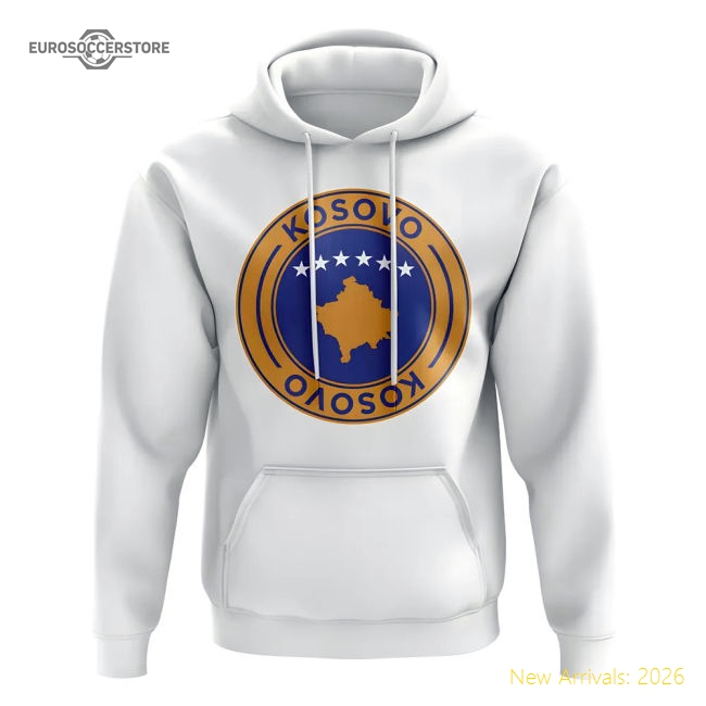 Kosovo Football Badge Hoodie (White)-Football Shirts Shop