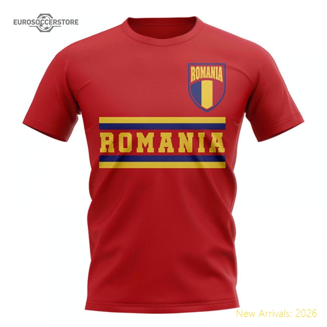 Romania Core Football Country T-Shirt (Red)-Vantage Point Soccer