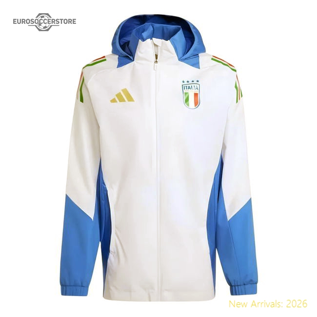 2024-2025 Italy Allweather Jacket (White)-Vantage Point Soccer