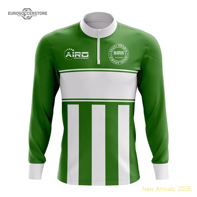 Saudi Arabia Concept Football Half Zip Midlayer Top (Green-White)-Vantage Point Soccer