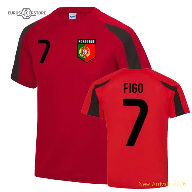 Luis Figo Portugal Sports Training Jersey (Red-Black)-Vantage Point Soccer