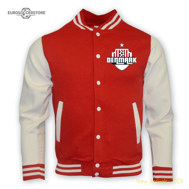 Denmark College Baseball Jacket (red) - Kids-Vantage Point Soccer