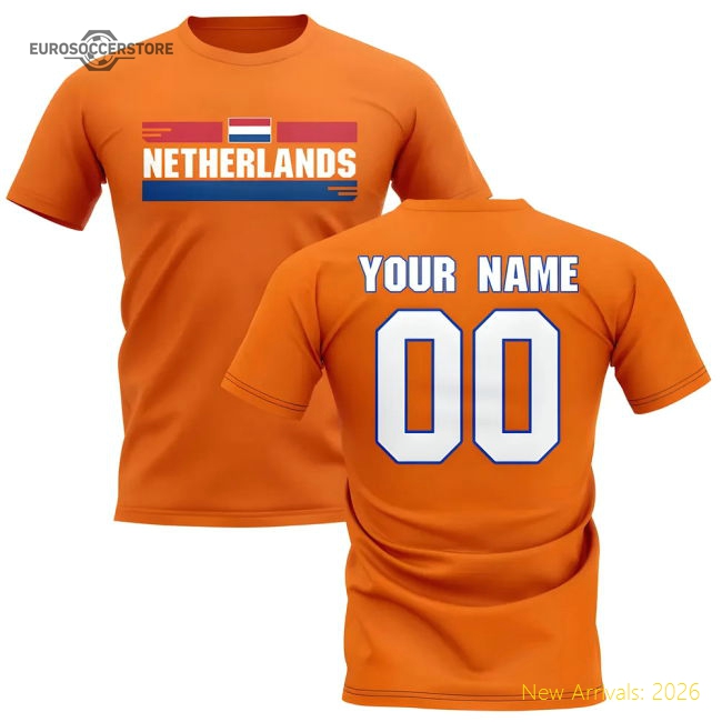 Personalised Netherlands Fan Football T-Shirt (orange)-Football Jersey Hub