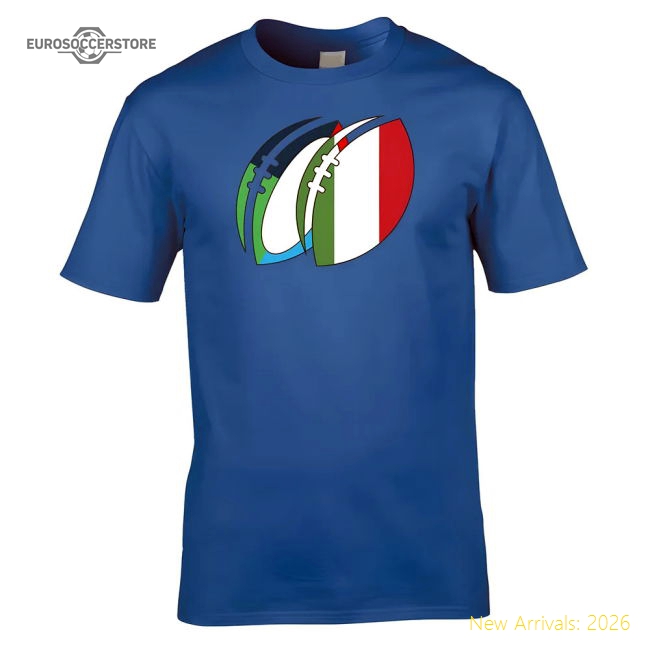 Italy Rugby Ball T-Shirt-Vantage Point Soccer