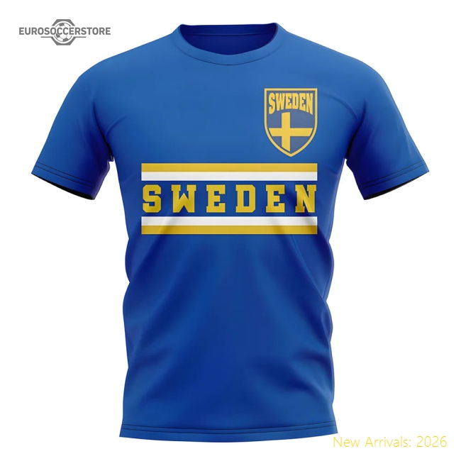 Sweden Core Football Country T-Shirt (Blue)-The Soccer Shirt Hub