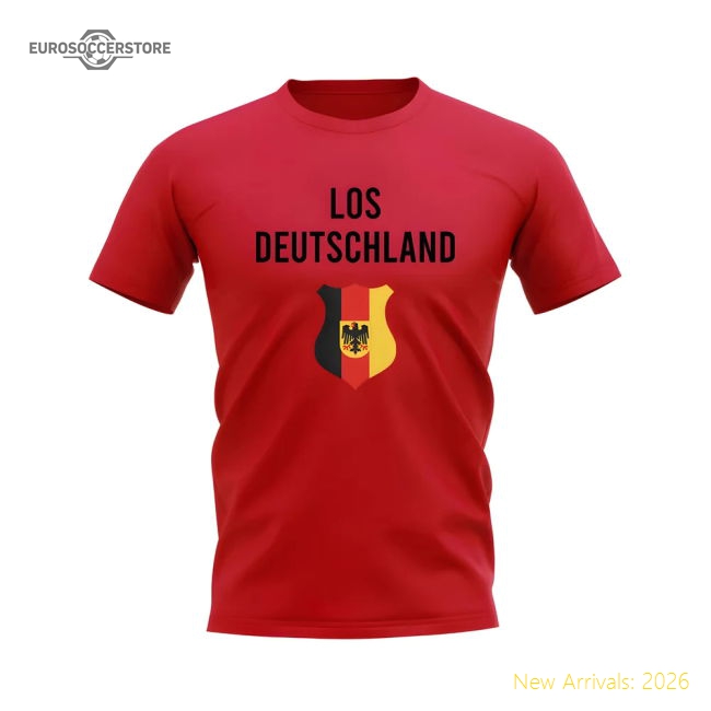 Los Deutschland Germany Fans Phrase T-shirt (Red)-Vantage Point Soccer