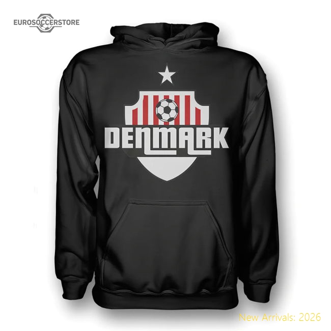 Denmark Country Logo Hoody (black) - Kids-Vantage Point Soccer