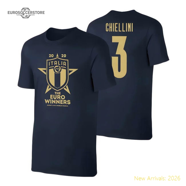 Italy WINNERS Euro 2020 (Chiellini 3) Dark Blue-Vantage Point Soccer