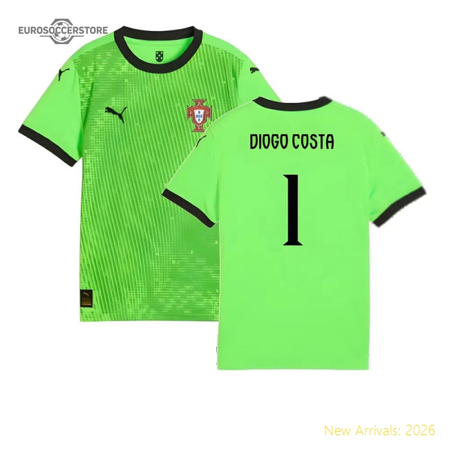 2025-2026 Portugal Home Goalkeeper Shirt (Green) - Kids (Diogo Costa 1)-Vantage Point Soccer