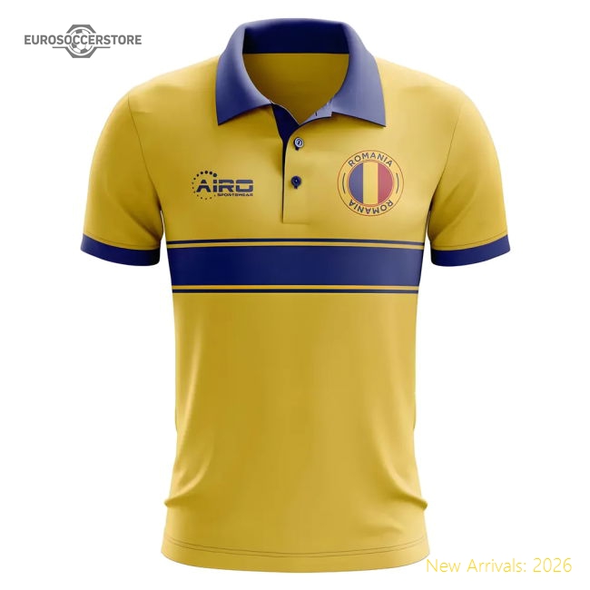 Romania Concept Stripe Polo Shirt (Yellow)-Vantage Point Soccer