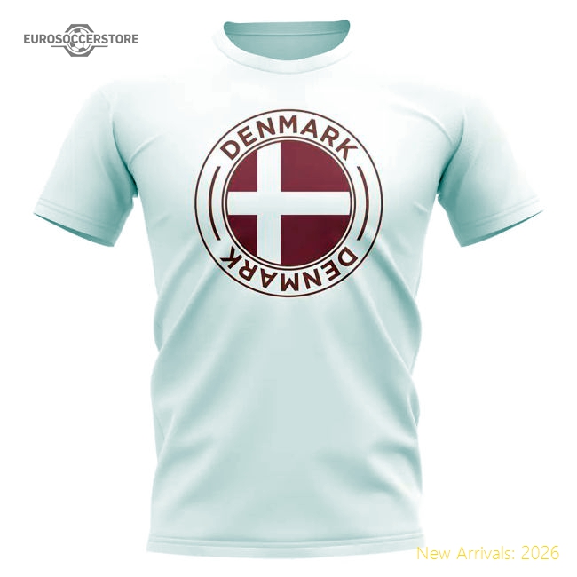 Denmark Football Badge T-Shirt (White)-Vantage Point Soccer