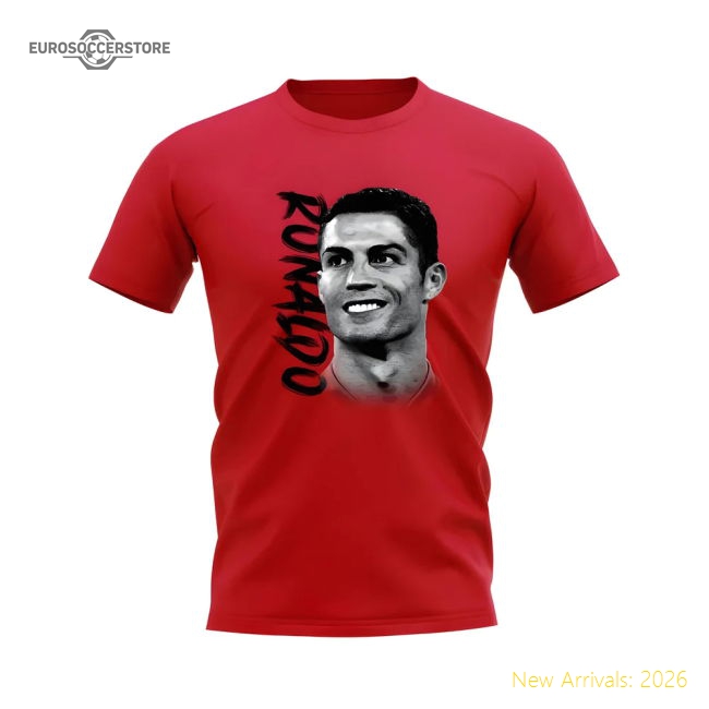Cristiano Ronaldo Portugal Image Football T-Shirt (Red)-Vantage Point Soccer