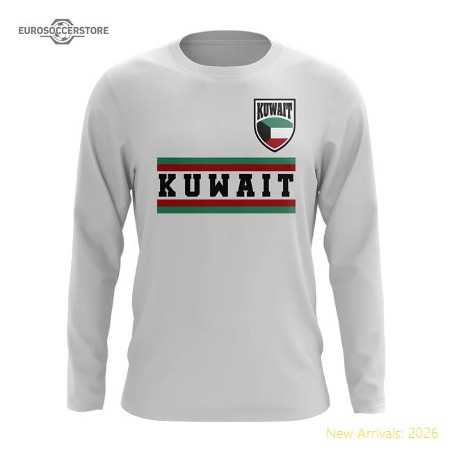 Kuwait Core Football Country Long Sleeve T-Shirt (White)-Vantage Point Soccer