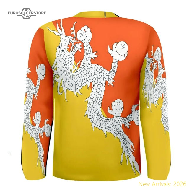 Bhutan Flag Long Sleeve Sublimated Sports Jersey-Vantage Point Soccer