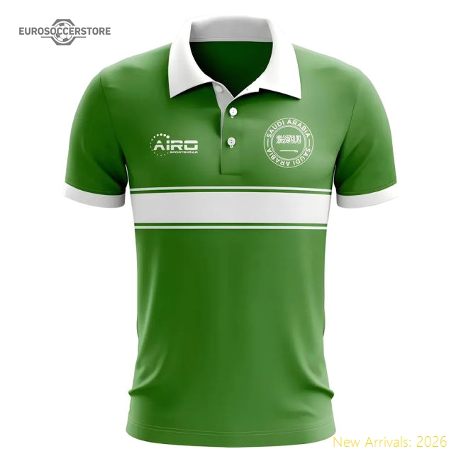 Saudi Arabia Concept Stripe Polo Shirt (Green)-Vantage Point Soccer