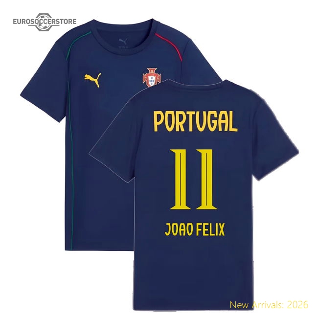 2025-2026 Portugal Casuals Tee (Persian Blue) - Kids (Joao Felix 11)-Vantage Point Soccer