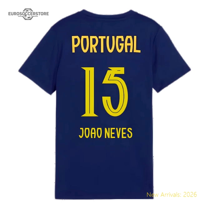2025-2026 Portugal Casuals Tee (Persian Blue) - Kids (Joao Neves 15)-Vantage Point Soccer