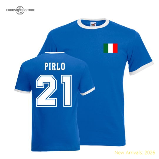 Andrea Pirlo Italy Ringer Tee (blue)-Vantage Point Soccer