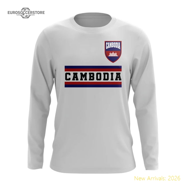 Cambodia Core Football Country Long Sleeve T-Shirt (White)-Vantage Point Soccer