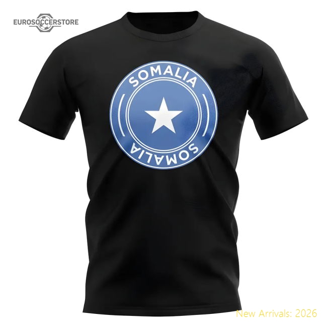 Somalia Football Badge T-Shirt (Black)-Football Shirts Shop